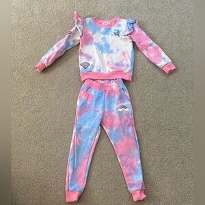 Tie dye ruffle patch jogger set